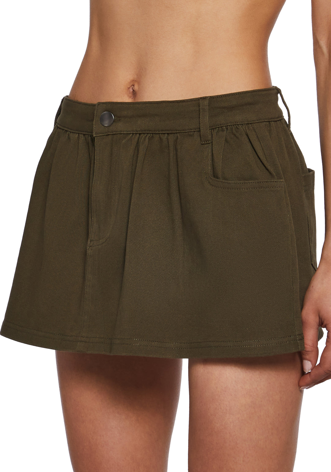 Womens Twill Cotton Mini Skirt With Pockets Current Mood - Green - Image 6