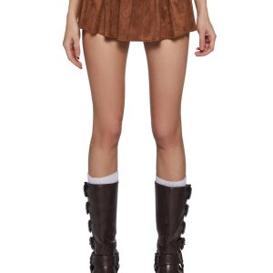 Womens Flounced Micro Skort Current Mood - Beige