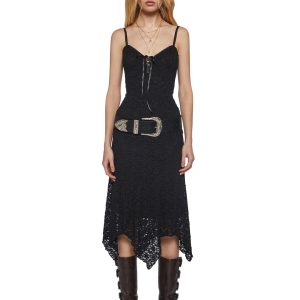 Womens Textured Knit Midi Dress Current Mood - Black