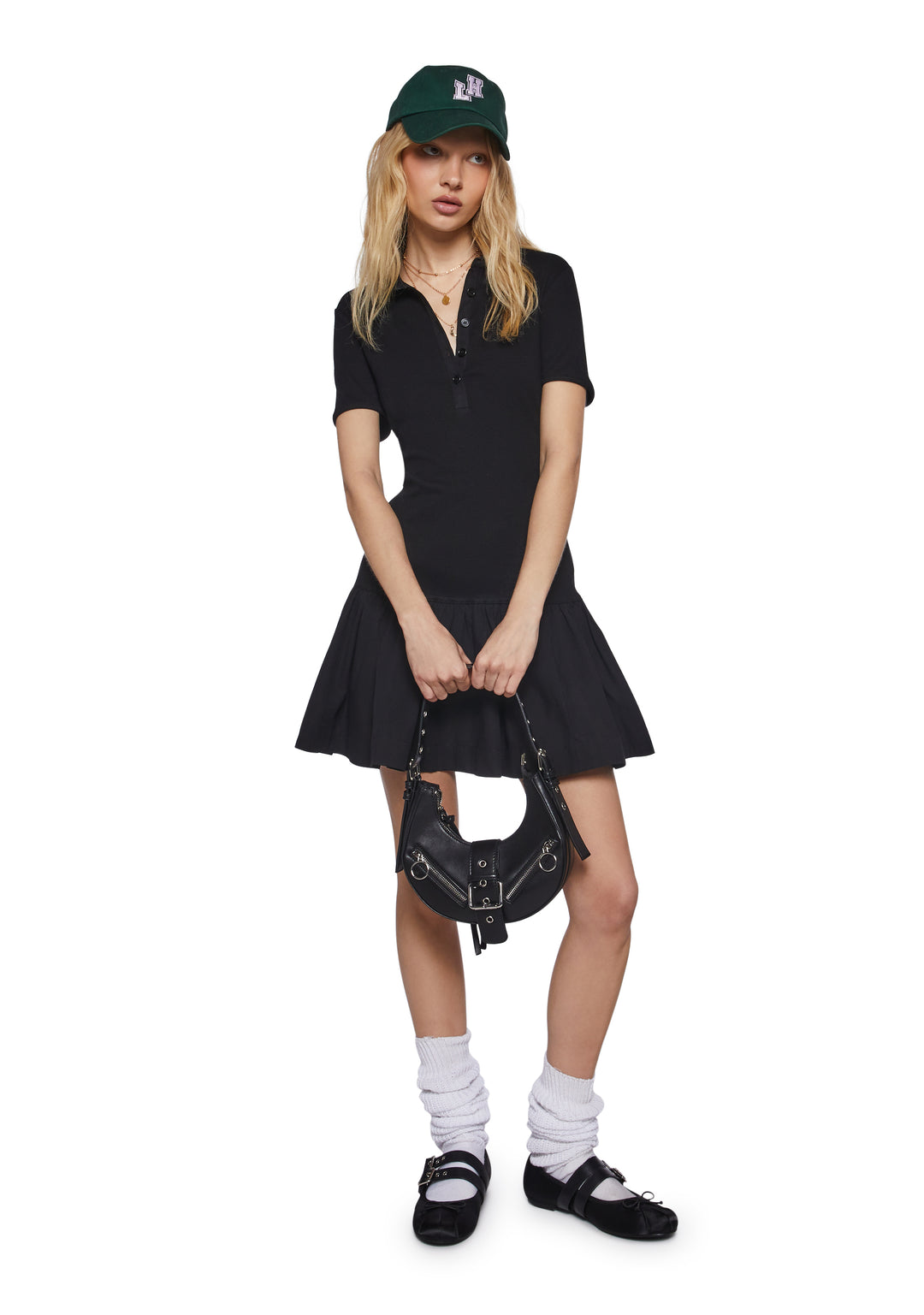 Womens Polo Mini Dress Preppy Current Mood - Black - Image 2