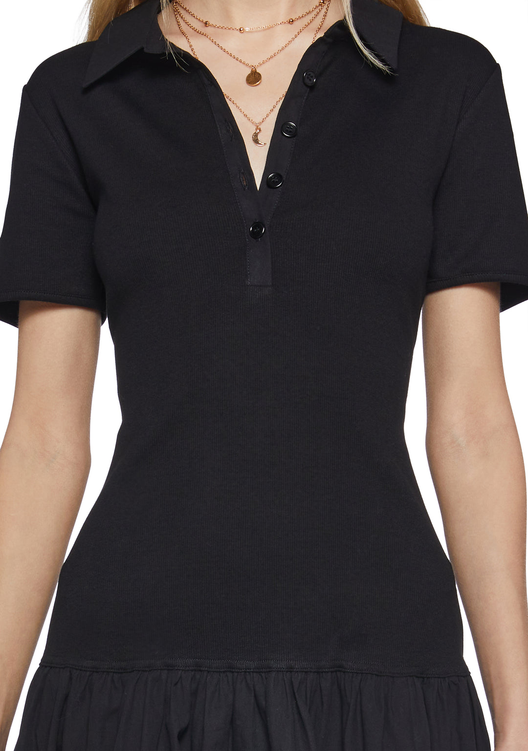 Womens Polo Mini Dress Preppy Current Mood - Black - Image 5