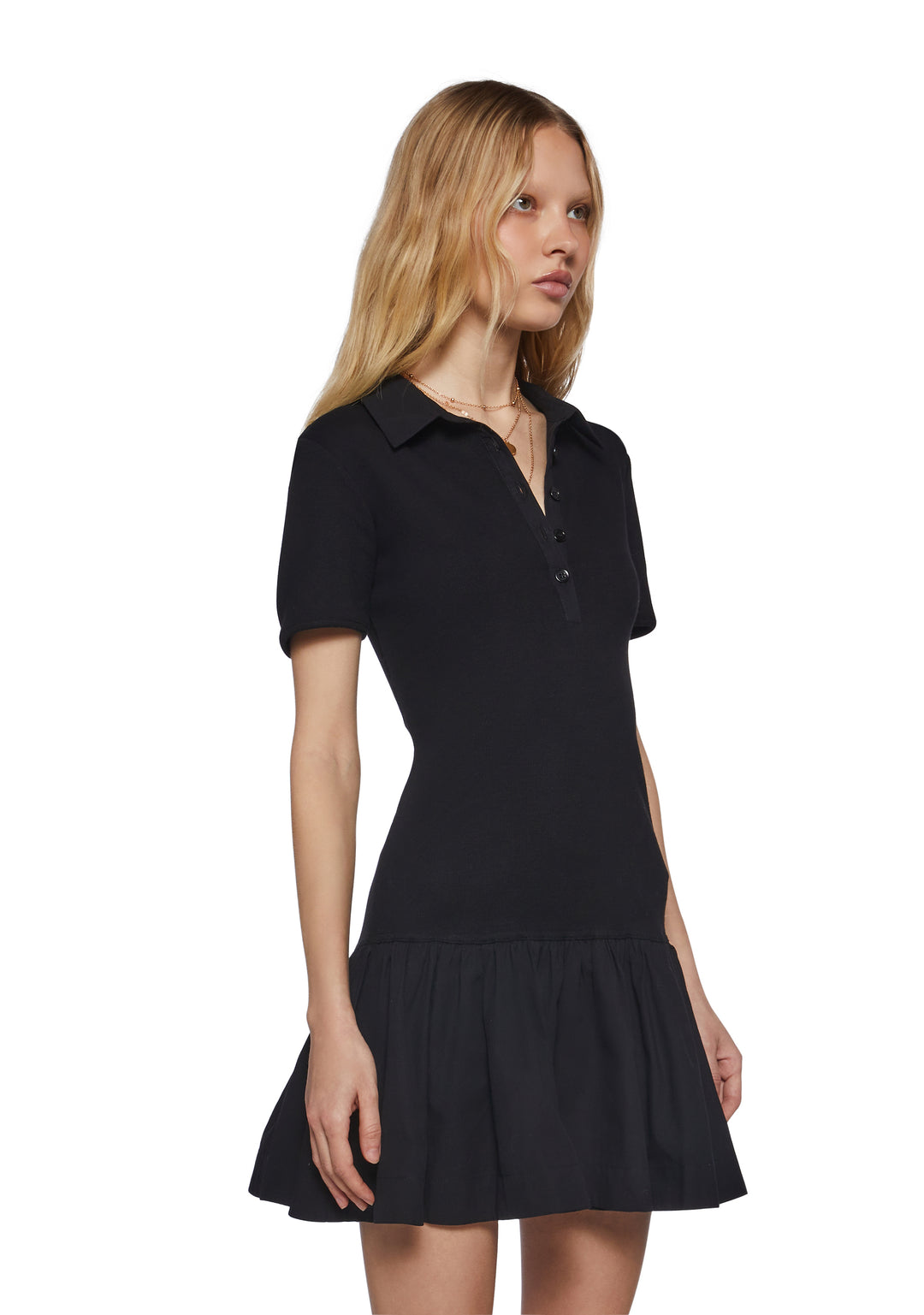 Womens Polo Mini Dress Preppy Current Mood - Black - Image 3
