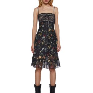 Womens Spring Lace Floral Midi Dress Current Mood - Multi