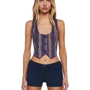 Womens Striped Pinstriped Cropped Vest Delias - Multi