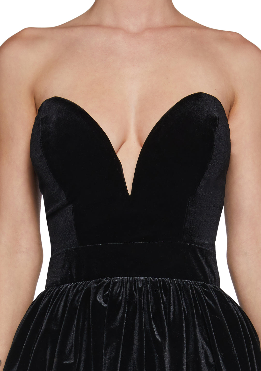 Womens Sexy Velvet Bubble Hem Dress With Plunging Neckline - Black - Image 5