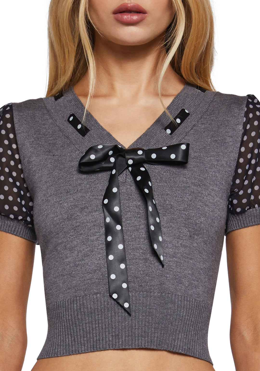 Womens Polka Dot Knit Vest Delias - Gray - Image 5