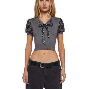 Womens Polka Dot Knit Vest Delias - Gray