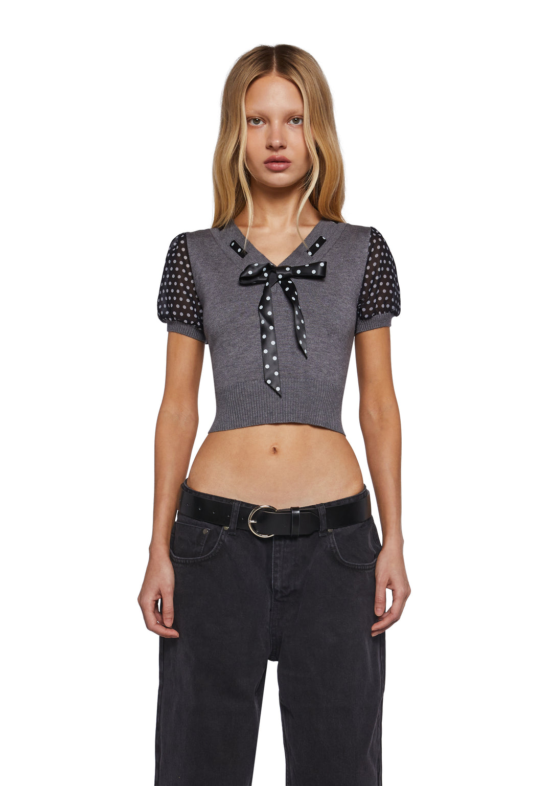 Womens Polka Dot Knit Vest Delias - Gray