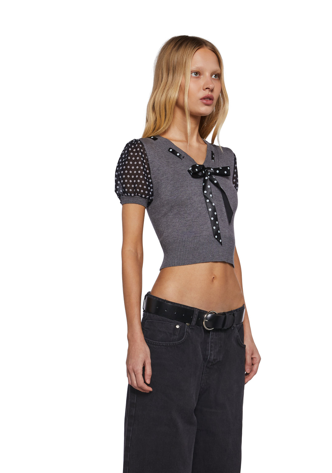 Womens Polka Dot Knit Vest Delias - Gray - Image 3