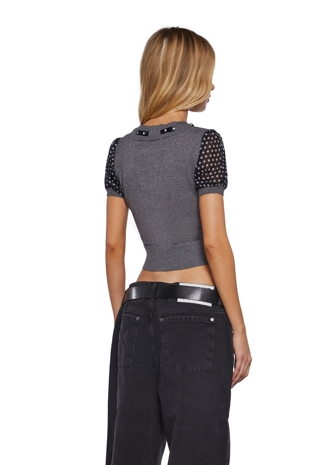 Womens Polka Dot Knit Vest Delias - Gray - Image 4