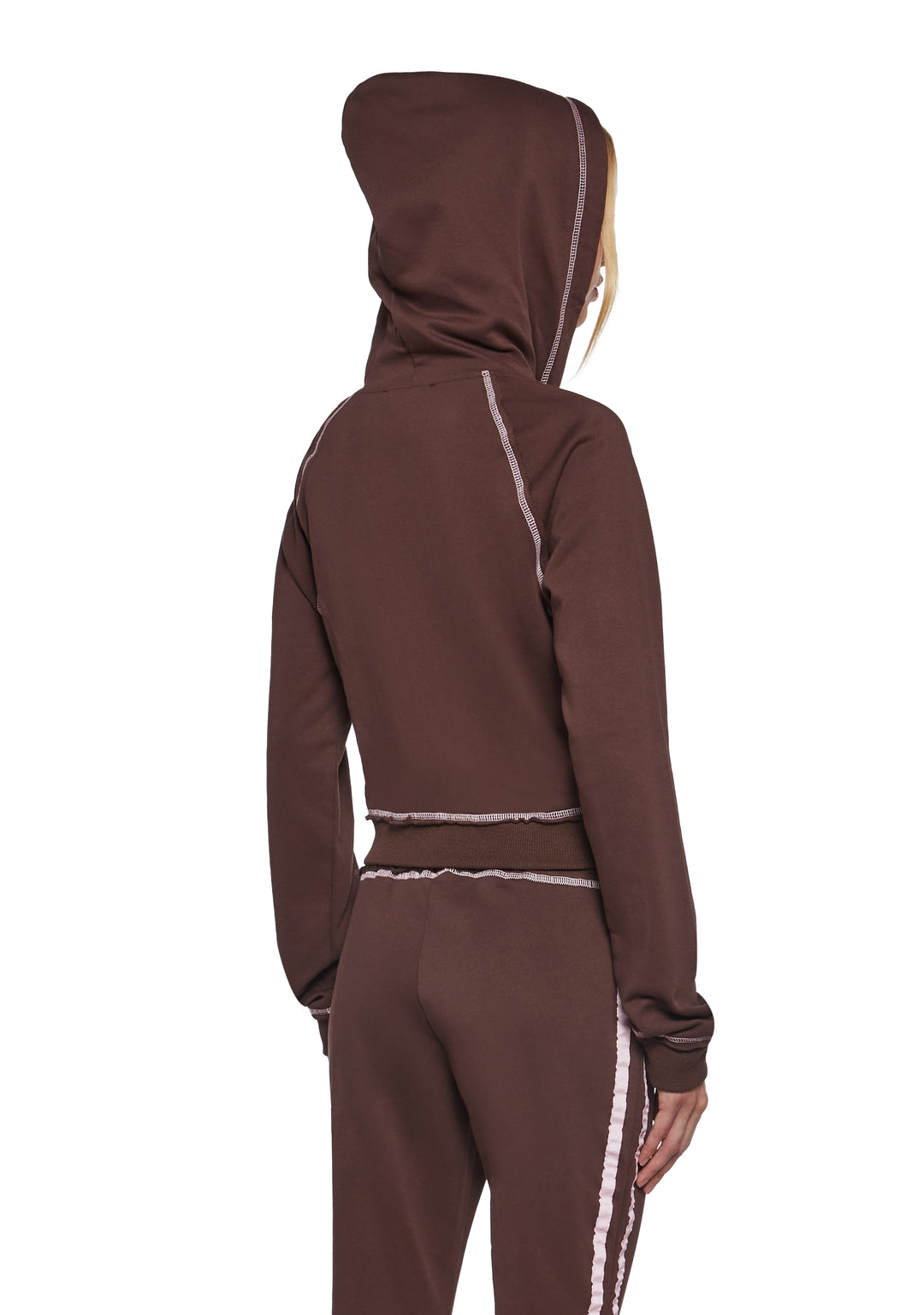 Womens French Terry Butterfly Crop Hoodie - Brown - Image 4