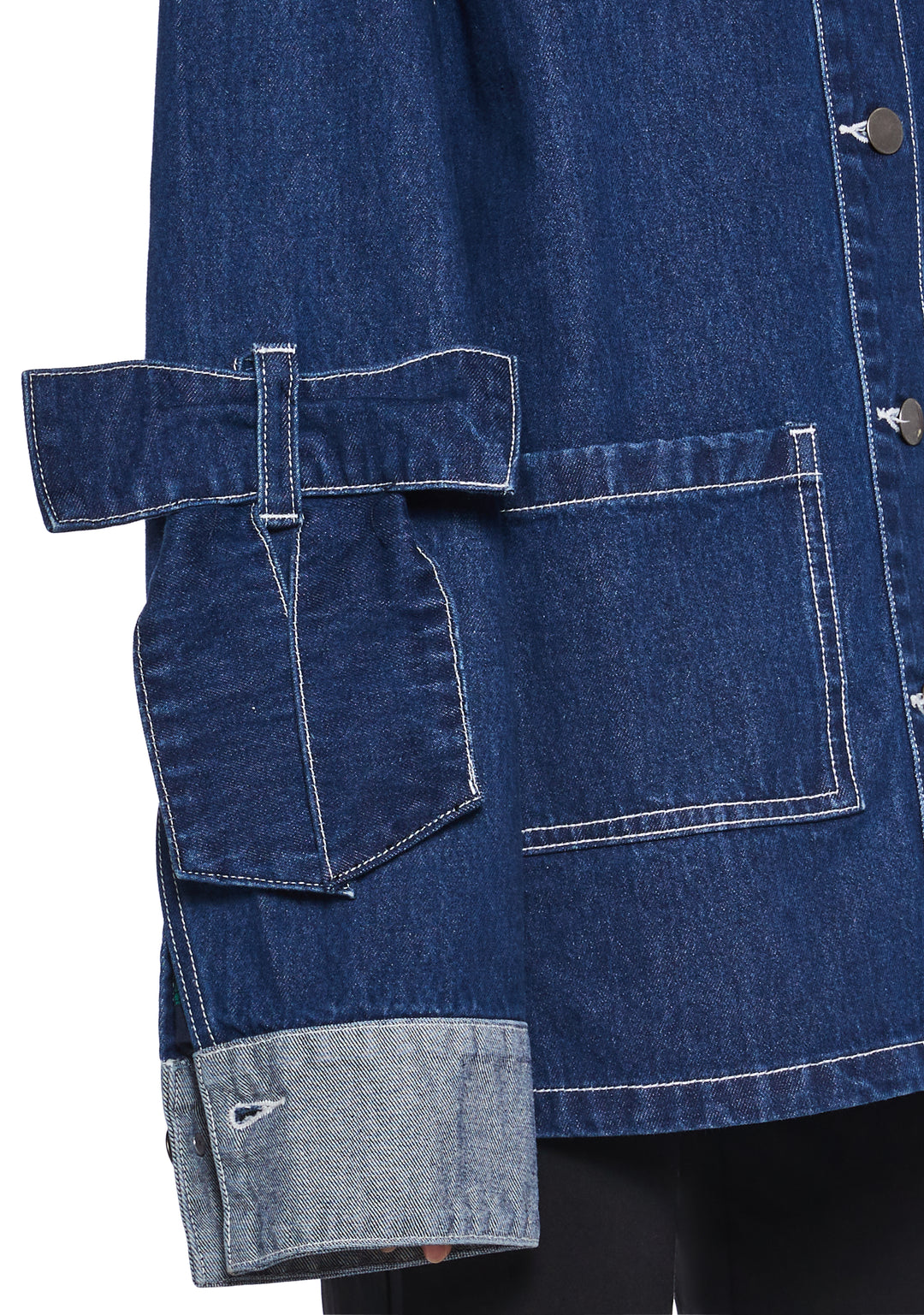 Womens Oversized Denim Coat With Square Pockets Delias - Blue - Image 5