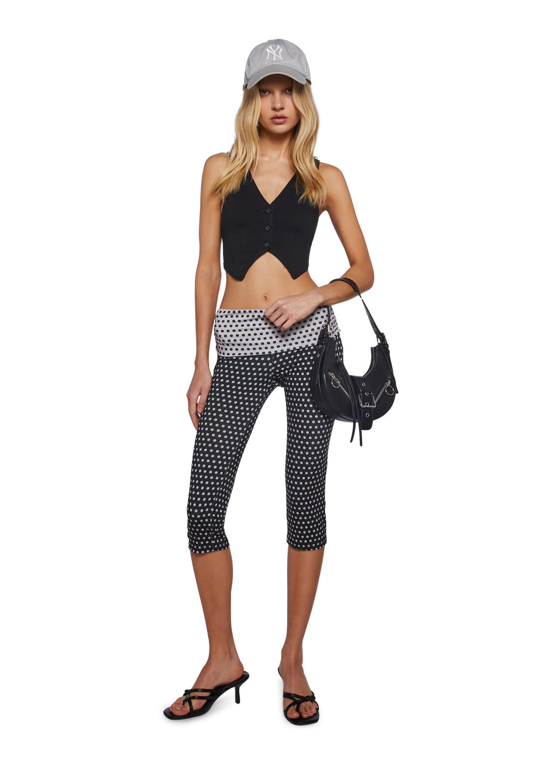 Womens Mixed Polka Dot Mid Rise Capri Pants Delias - Gray - Image 2