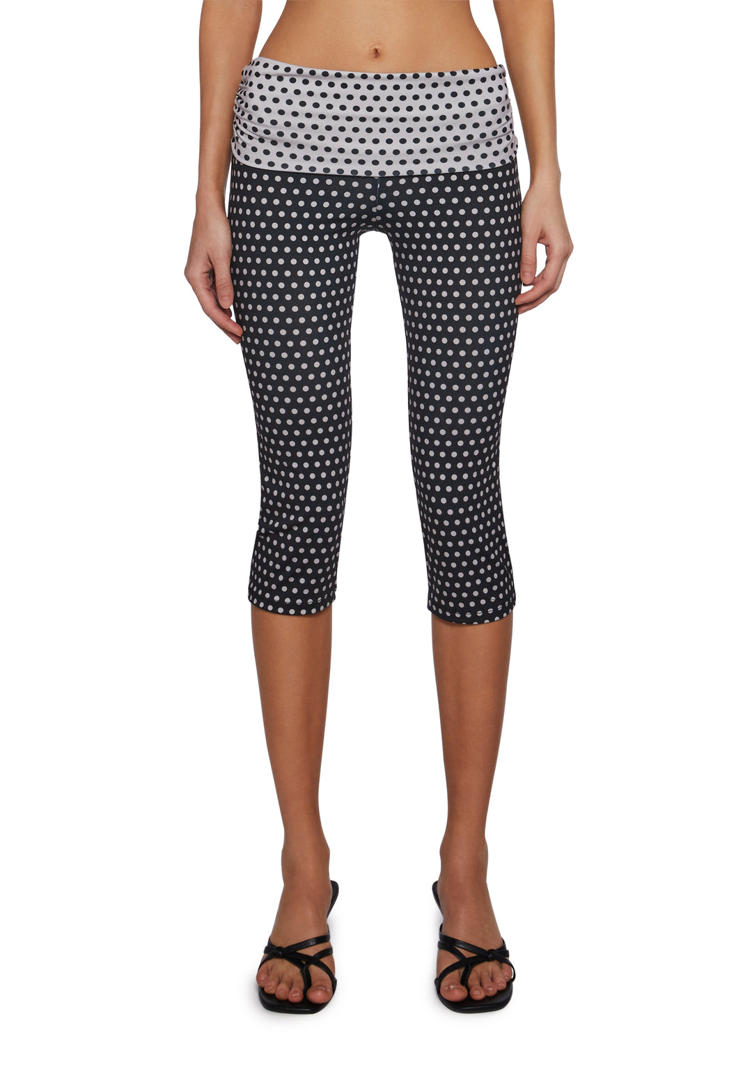 Womens Mixed Polka Dot Mid Rise Capri Pants Delias - Gray