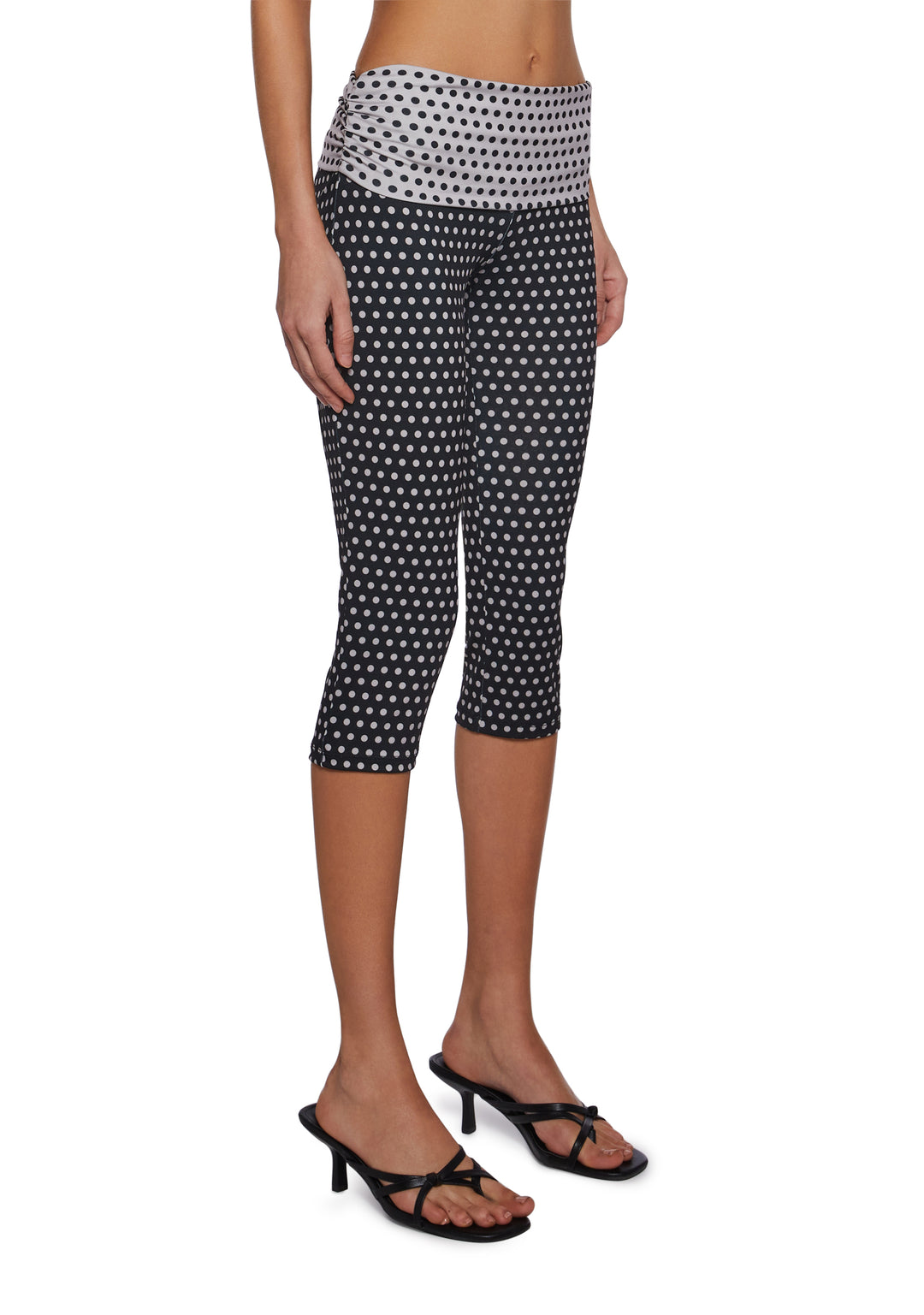 Womens Mixed Polka Dot Mid Rise Capri Pants Delias - Gray - Image 3
