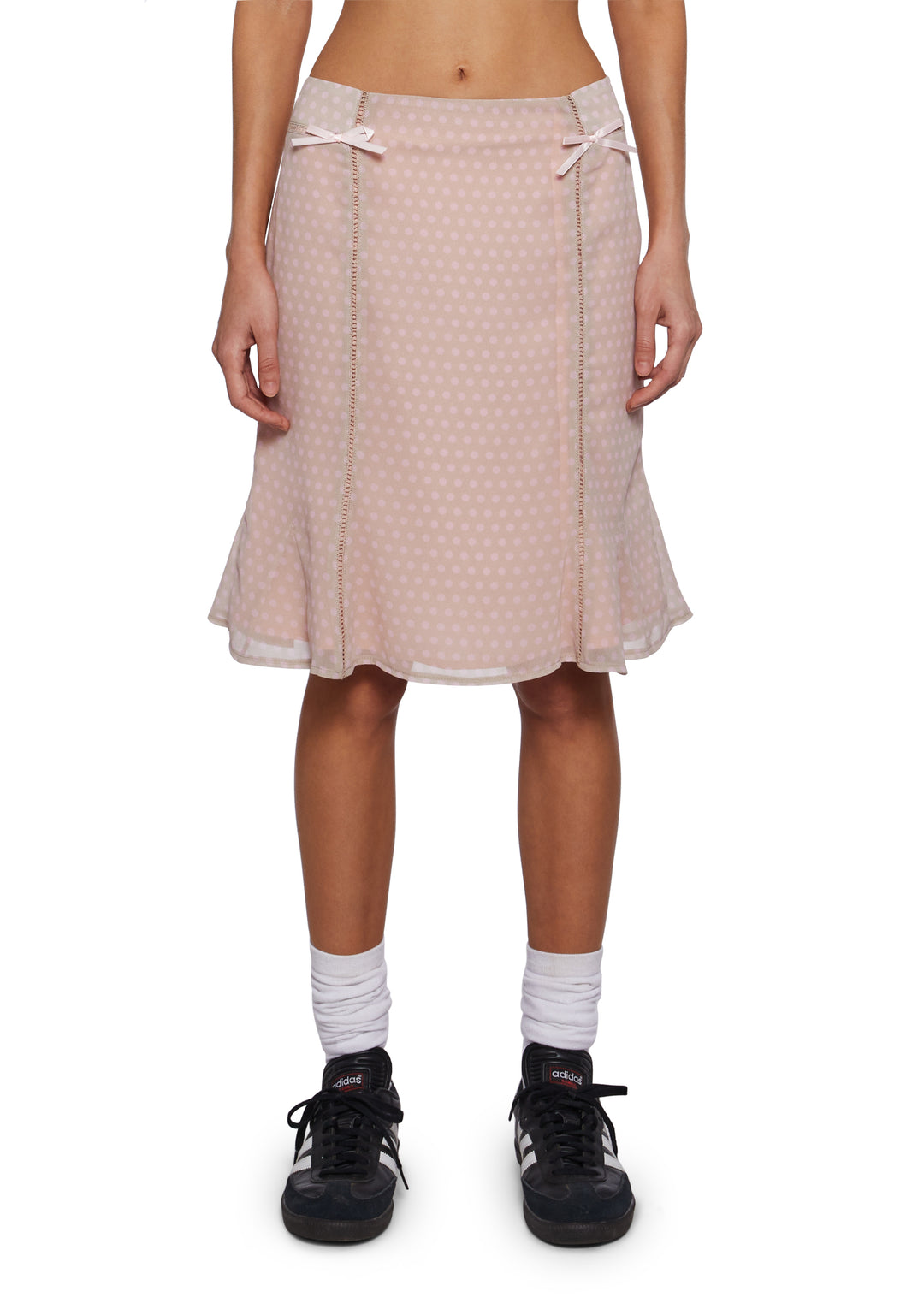 Womens Polka Dot Midi Spring Skirt Delias - Pink