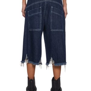 Womens Wide Leg Shorts With Distressed Hem And Graphics Current Mood - Black