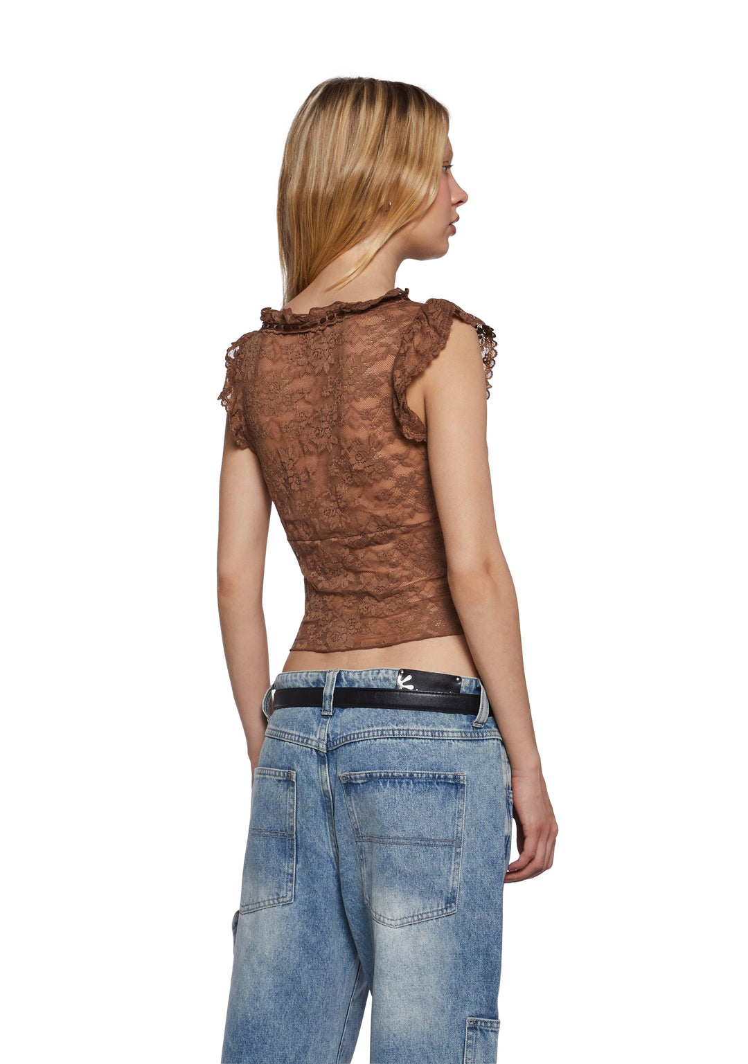 Womens Lace Crop Top Delias - Brown - Image 4