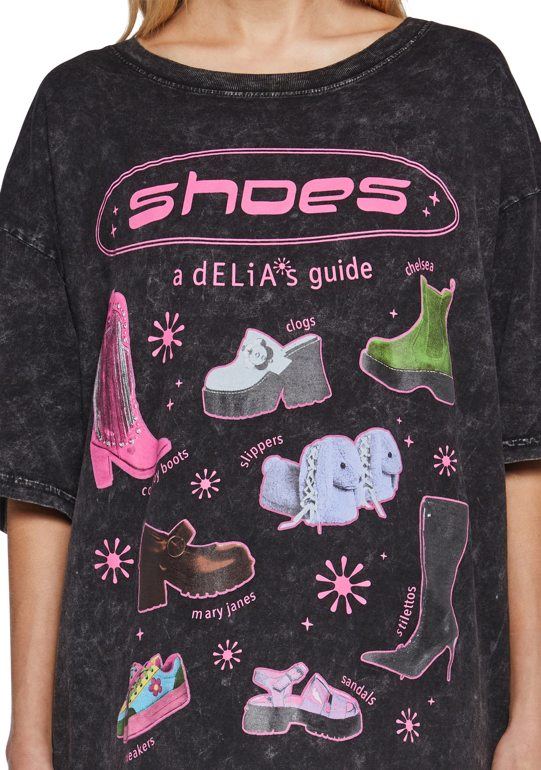Womens Shoes Graphic Oversized Tee Delias - Multi - Image 5