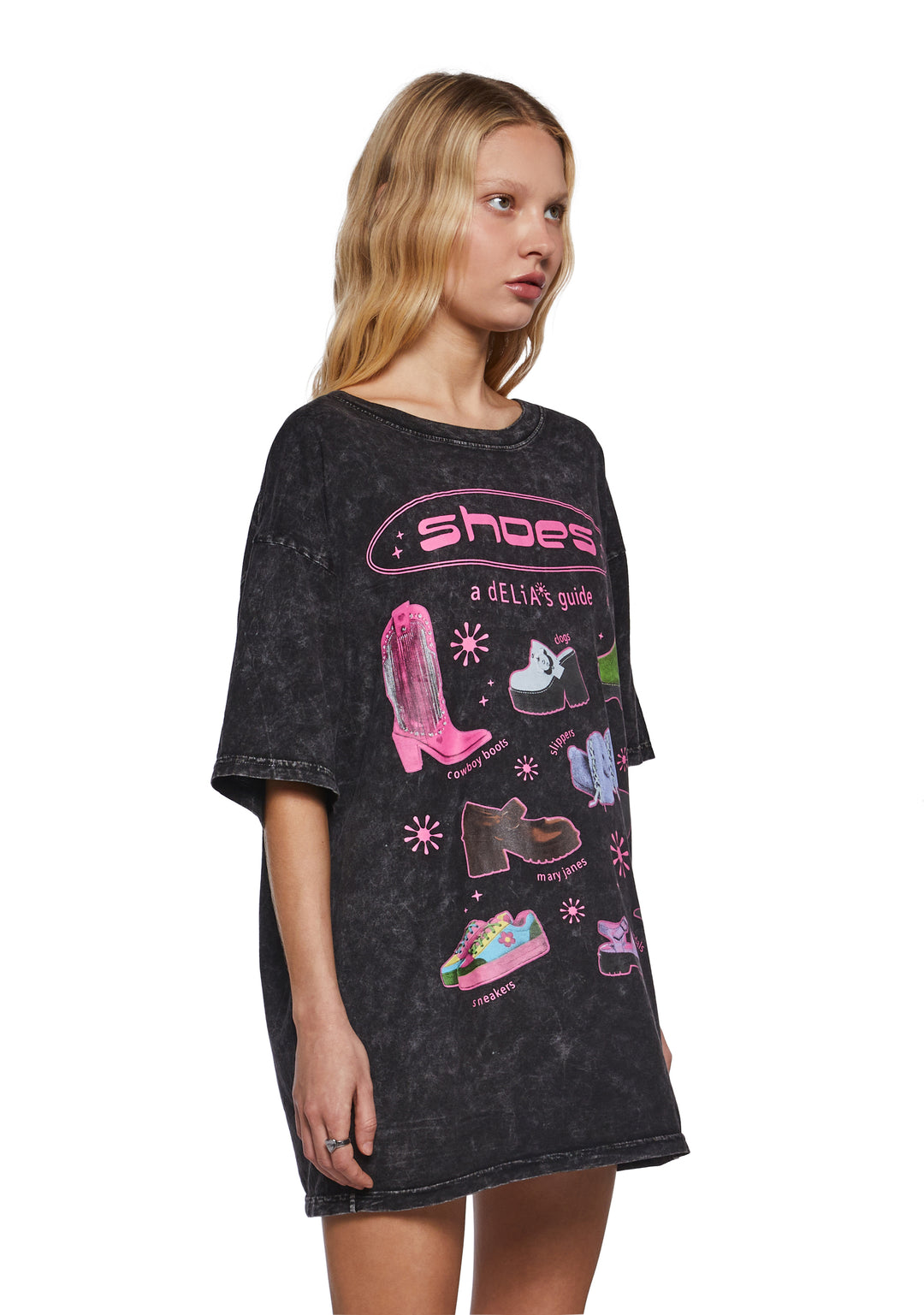 Womens Shoes Graphic Oversized Tee Delias - Multi - Image 3