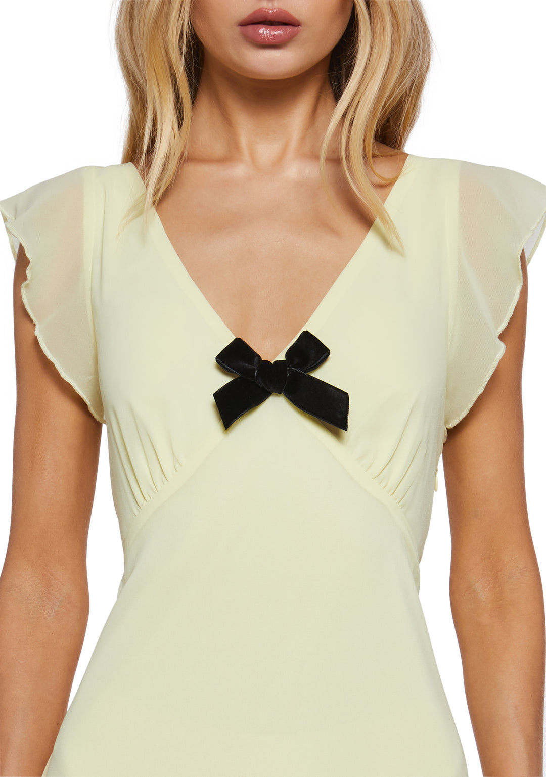 Womens Chiffon Midi Summer Dress With Ruffles Delias - Yellow - Image 2