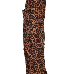 Womens Foldover Leopard Boots With Stiletto Heels - Brown