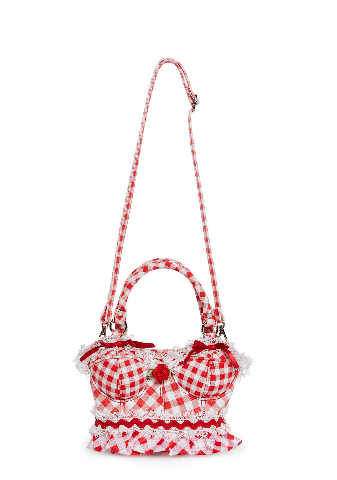 Bustier Gingham Handbag Cottagecore Sugar Thrillz - Red - Image 6