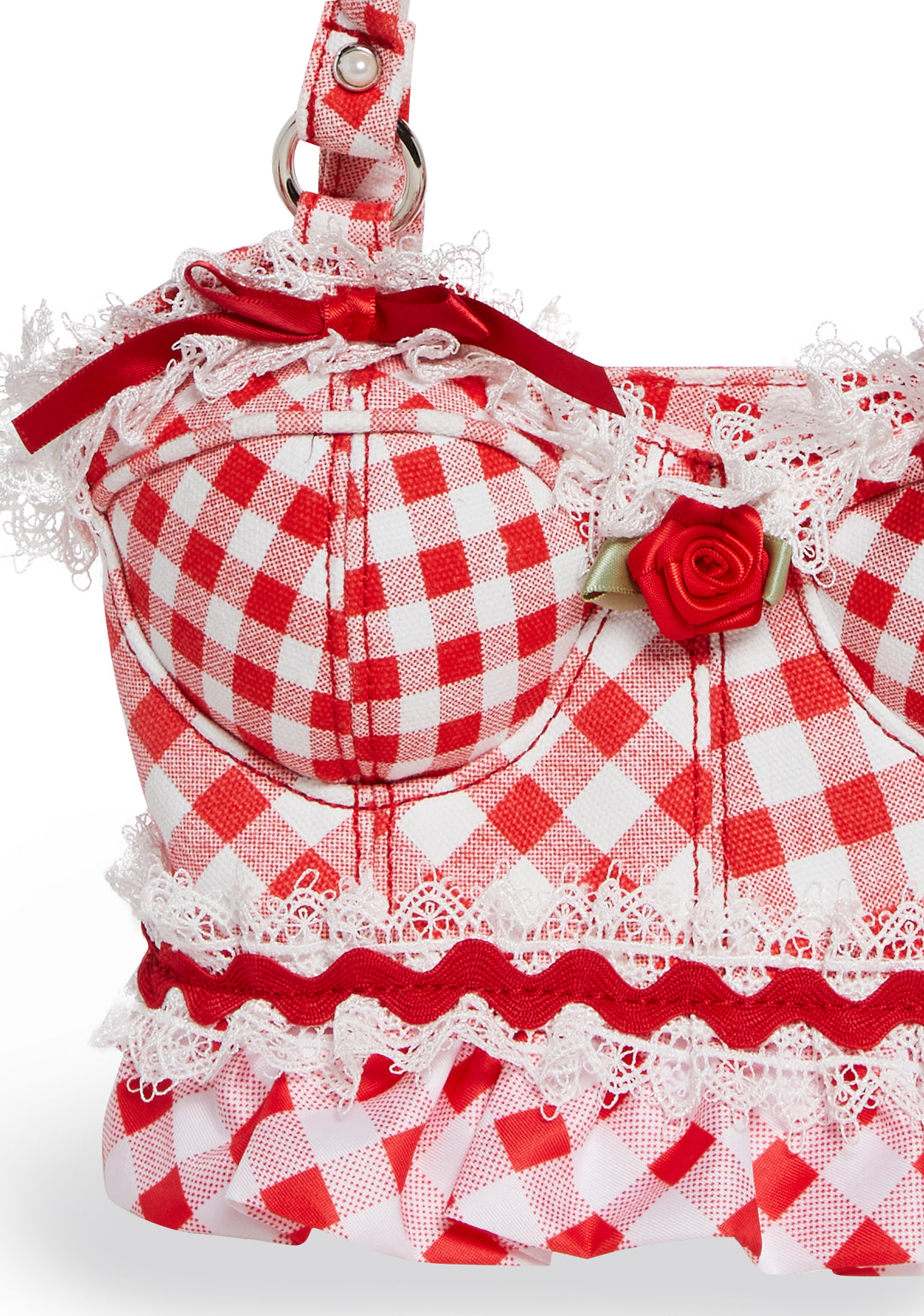 Bustier Gingham Handbag Cottagecore Sugar Thrillz - Red - Image 5
