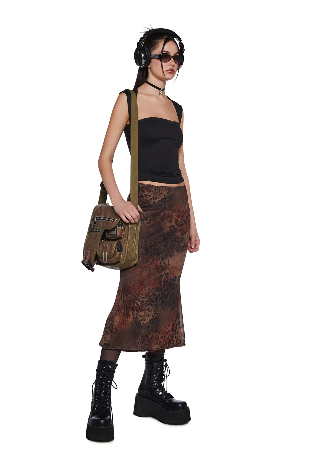 Womens Sexy Square Neck Crop Top - Black - Image 2