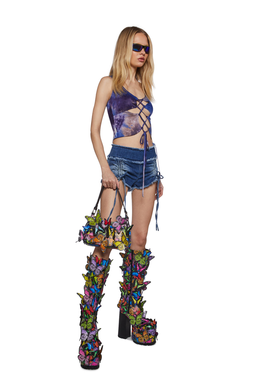 Butterfly Applique Shoulder Bag Club Exx - Multi - Image 2