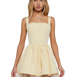 Womens Taffeta Corset Dress Sugar Thrillz - Yellow