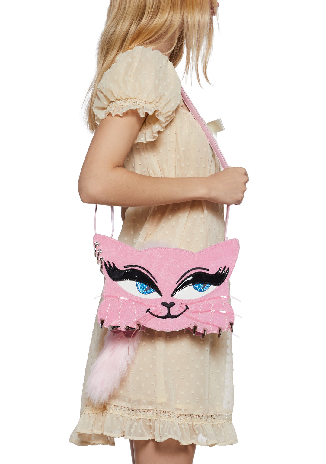 Kitty Cat Crossbody Bag With Faux Fur Tail Sugar Thrillz - Pink - Image 2