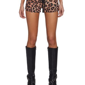Womens Leopard Shorts Current Mood - Brown