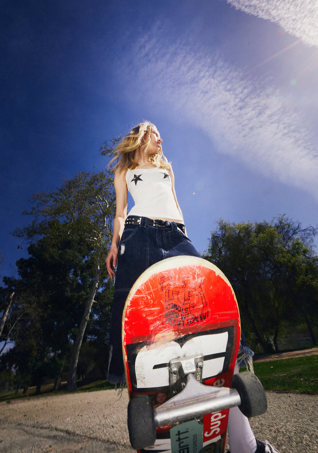 Womens Star Piercing Tank Top Widow - White - Image 7