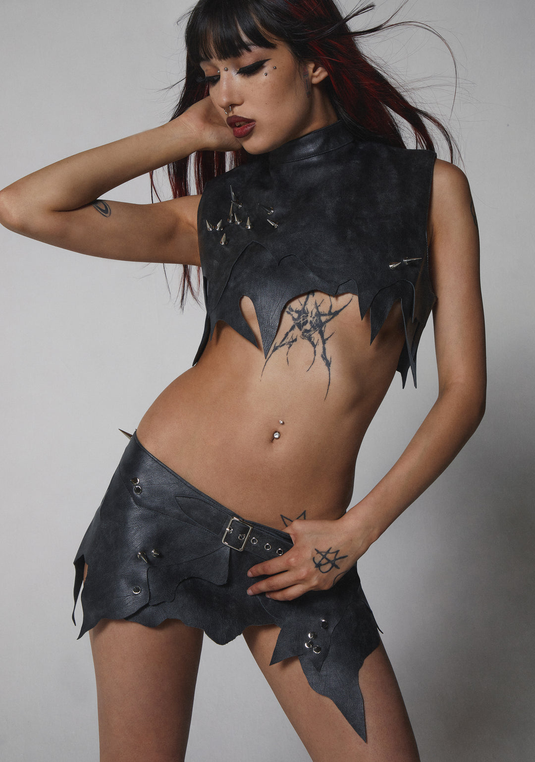 Namilia Shredded Top With Spikes - Black - Image 6