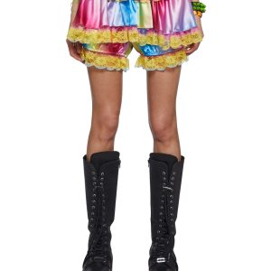 Womens Clowncore Satin Ombre Lace Bloomer Skorts Club Exx - Multi