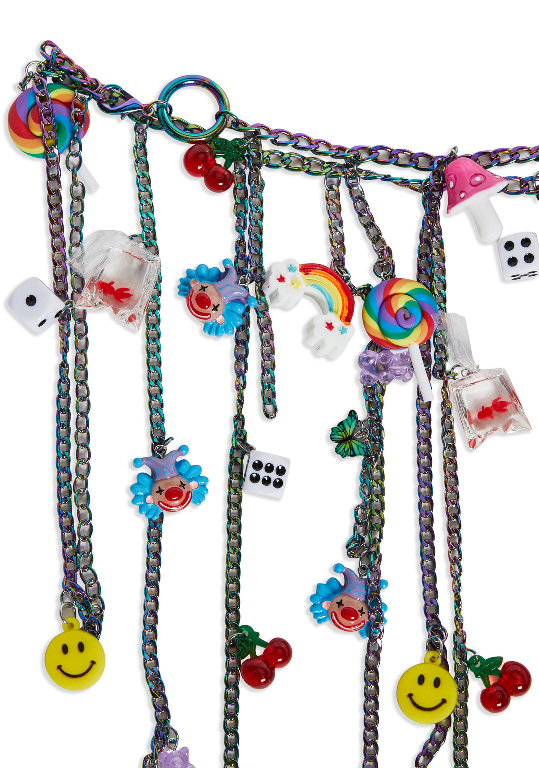 Womens Clowncore Charm Chainlink Waist Belt Club Exx - Multi - Image 6