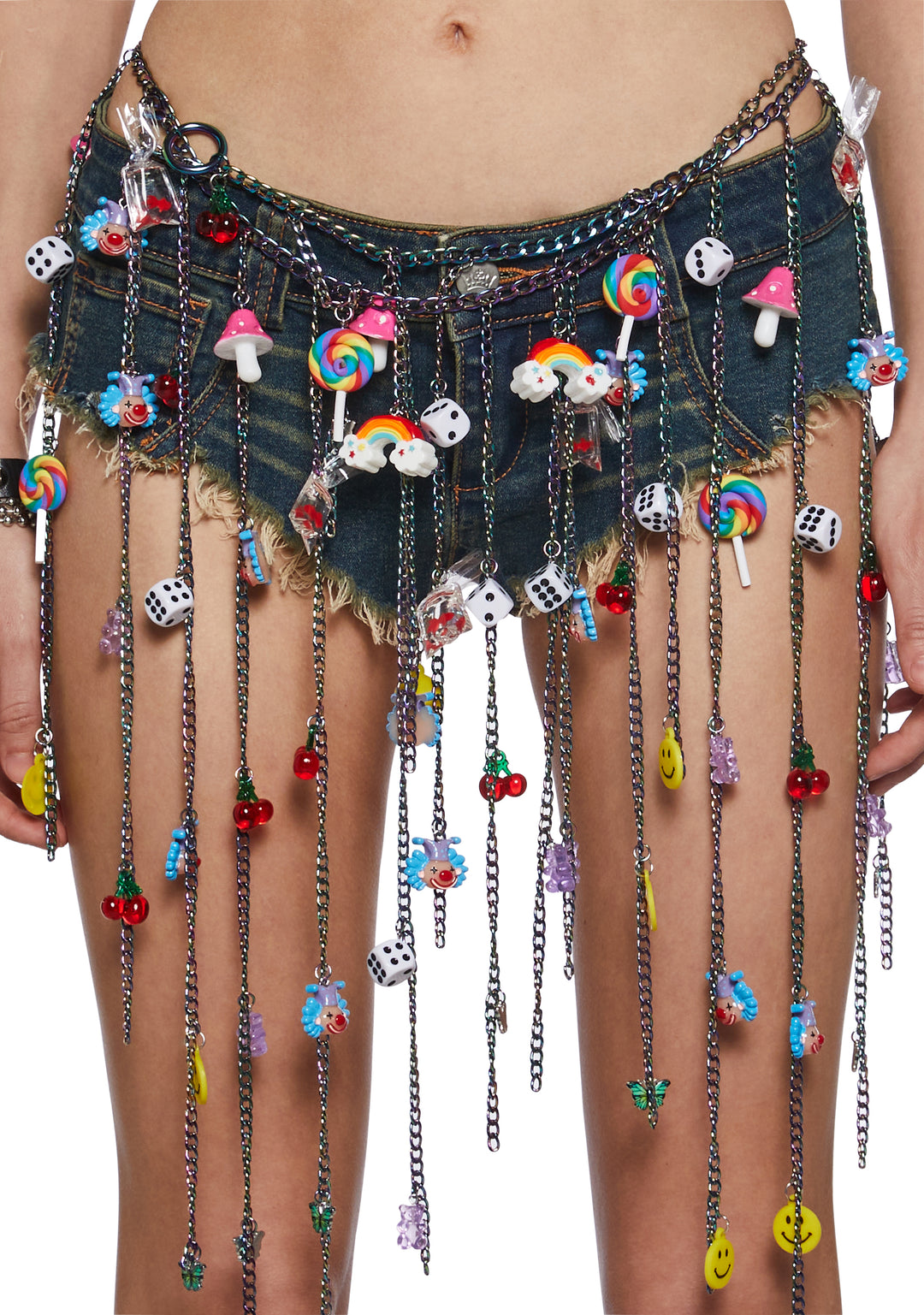 Womens Clowncore Charm Chainlink Waist Belt Club Exx - Multi - Image 2