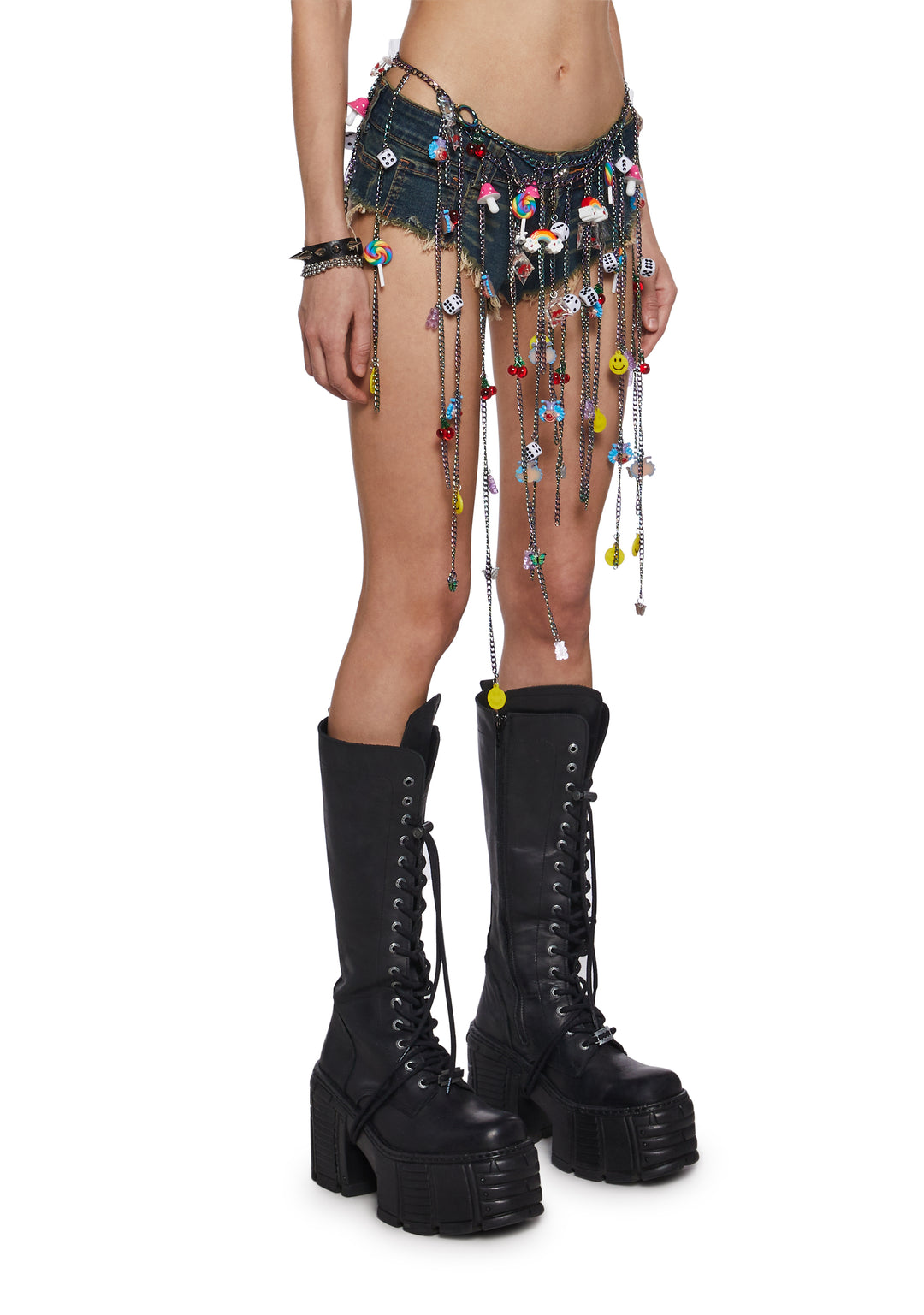 Womens Clowncore Charm Chainlink Waist Belt Club Exx - Multi - Image 3