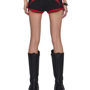 Womens Baphomet Goat Goth Booty Shorts Widow - Black