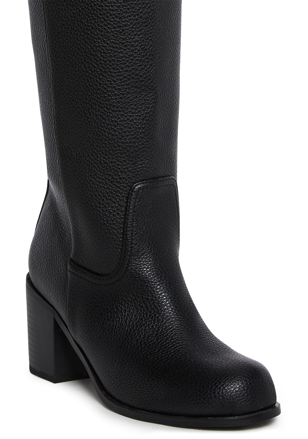 Vegan Leather Pull On Knee High Boots Current Mood - Black - Image 2