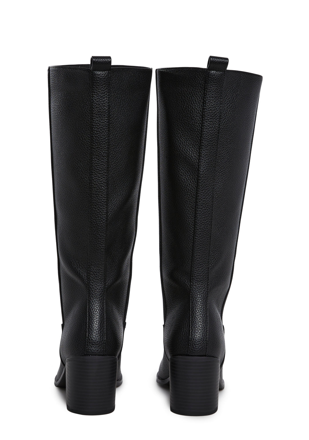 Vegan Leather Pull On Knee High Boots Current Mood - Black - Image 4