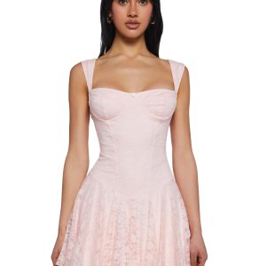Womens Sexy Valentines Day Lace Mini Dress Sugar Thrillz - Pink