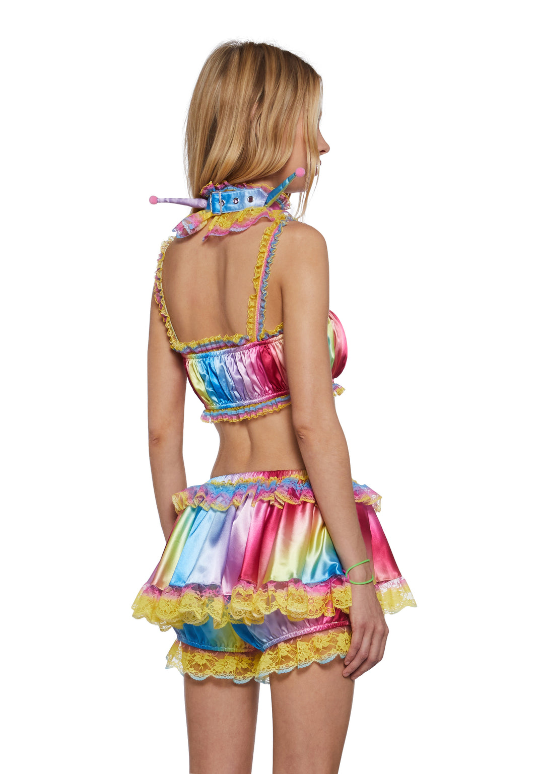 Womens Clowncore Ombre Crop Top With Pointed Clown Collar Set Club Exx - Multi - Image 4