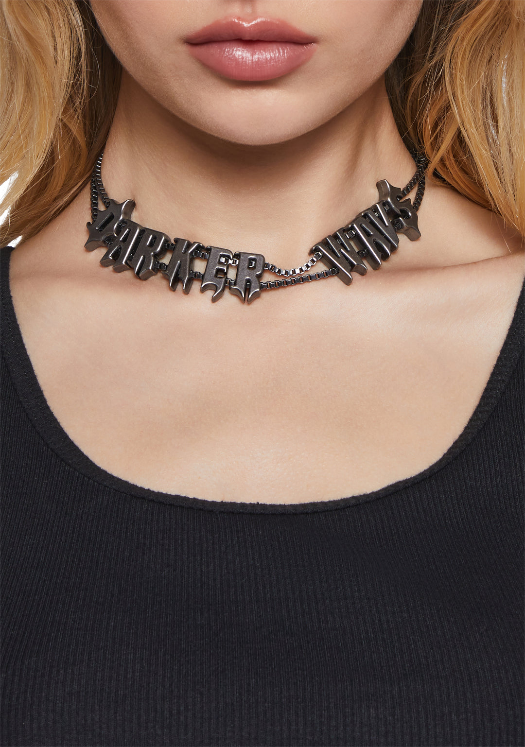 Darker Wavs Chunky Choker Necklace - Silver