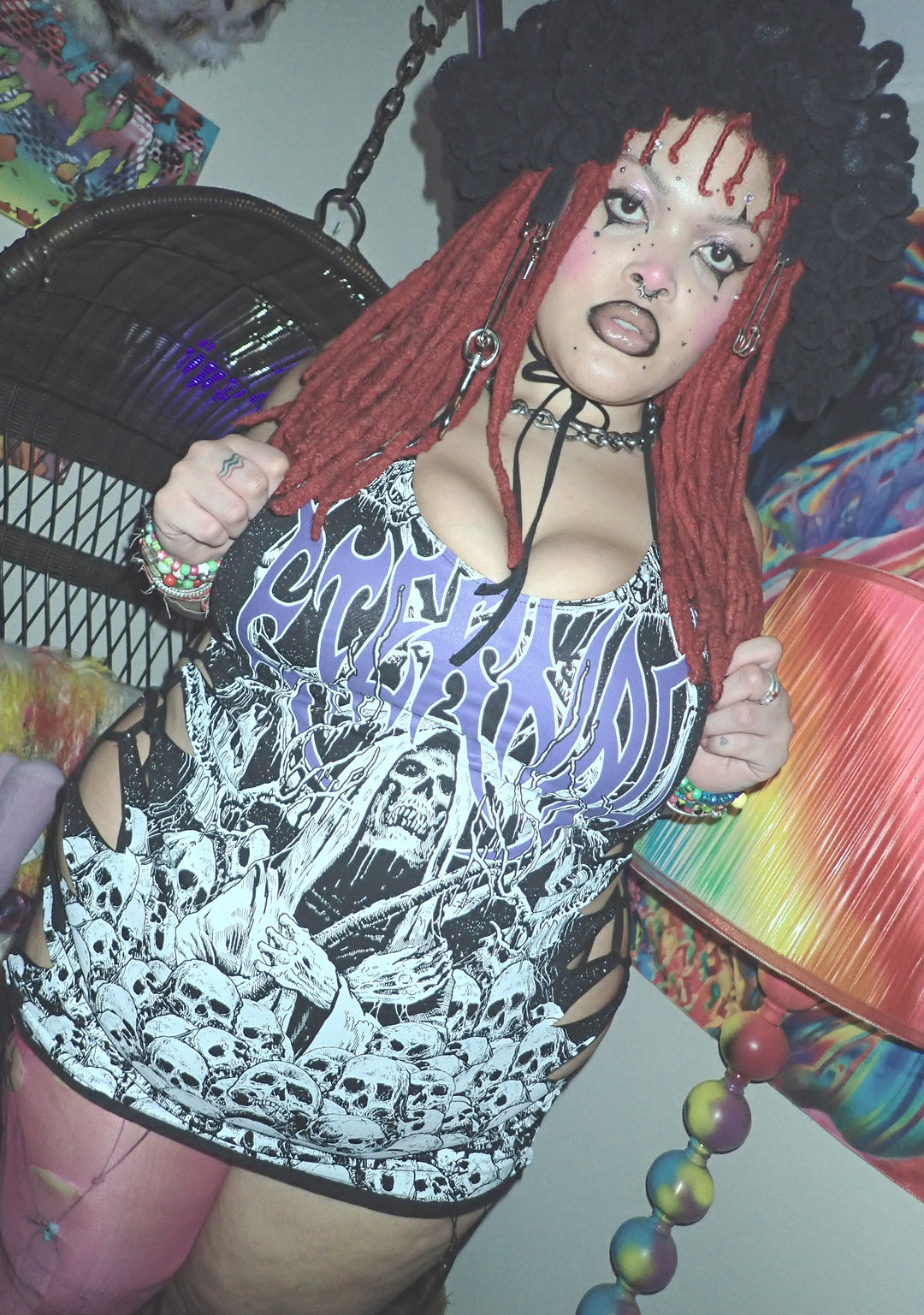 Womes Grimn Reaper Mini Shredded Dress Widow - Black - Image 7