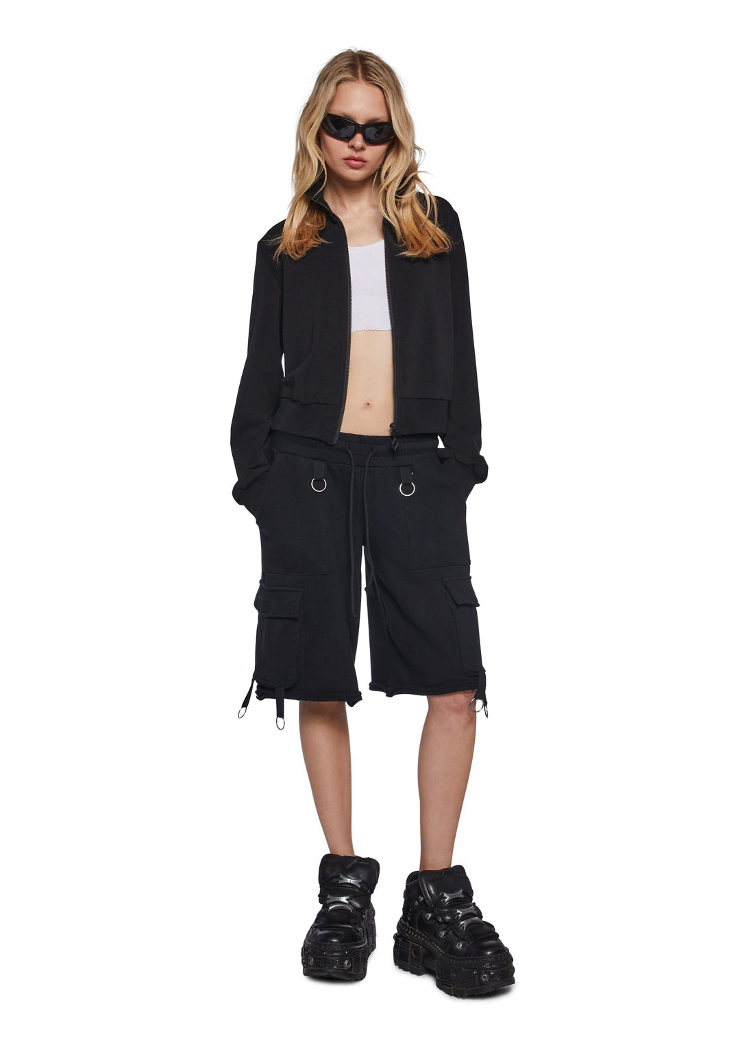 Womens Track Jacket With Logo Charm Zipper Darker Wavs - Black - Image 2