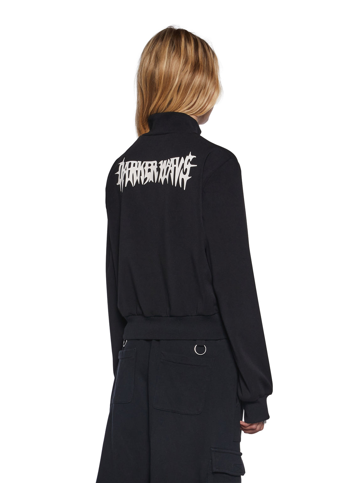 Womens Track Jacket With Logo Charm Zipper Darker Wavs - Black - Image 3