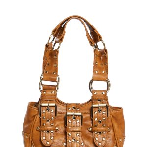 Vegan Leather Studded Mini Shoulder Bag Current Mood - Brown