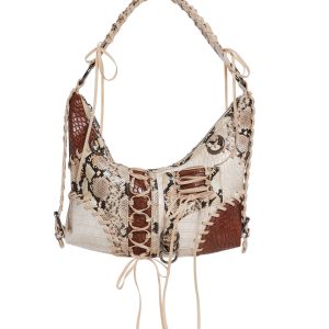 Snake Reptile Patchwork Crescent Shoulder Bag Current Mood - Multi